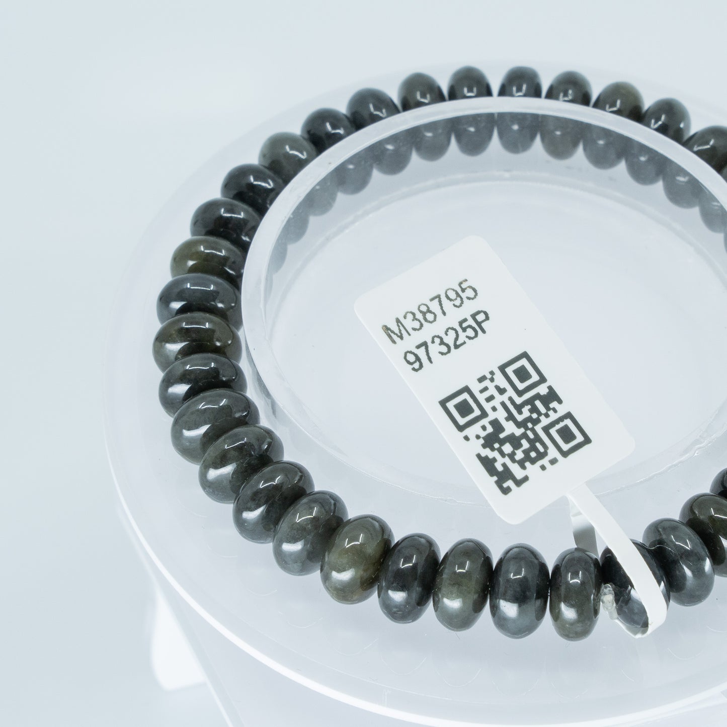 烏雞帶綠算盤珠 8mm