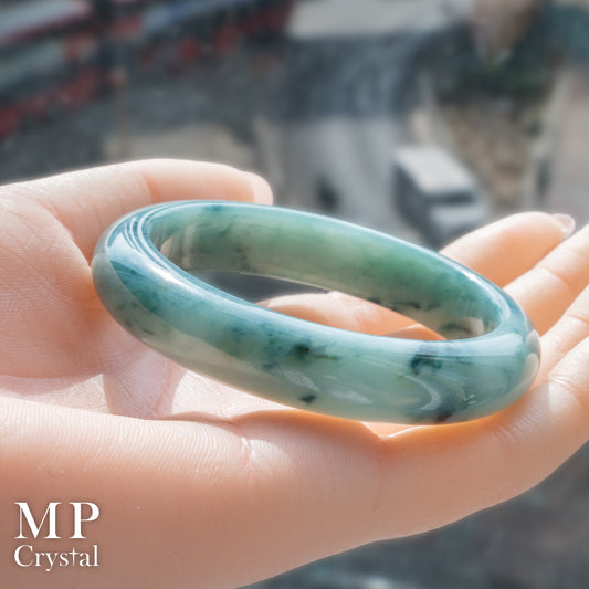 藍底飄藍花平安鐲 53mm
